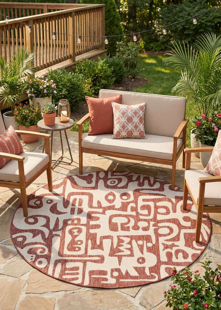 6' x 6' Easy-Clean Modern Indoor / Outdoor Round Rug
