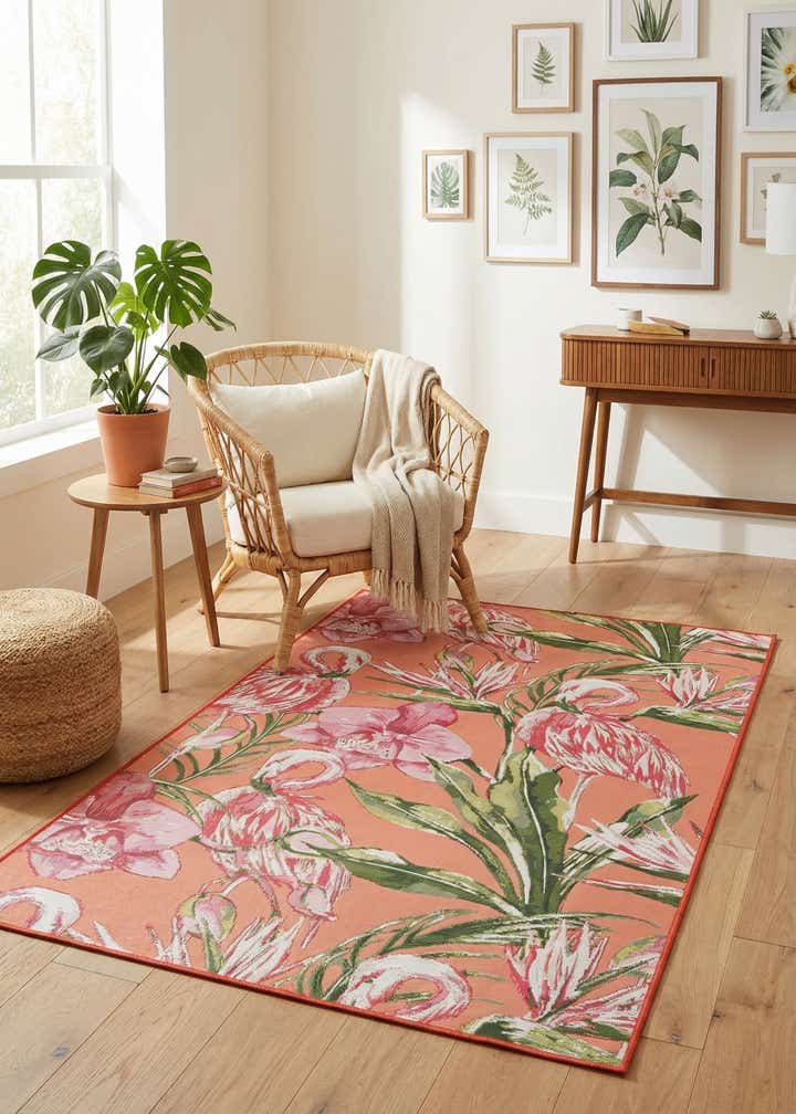 4' x 6' Easy-Clean Botanical Indoor / Outdoor Rug