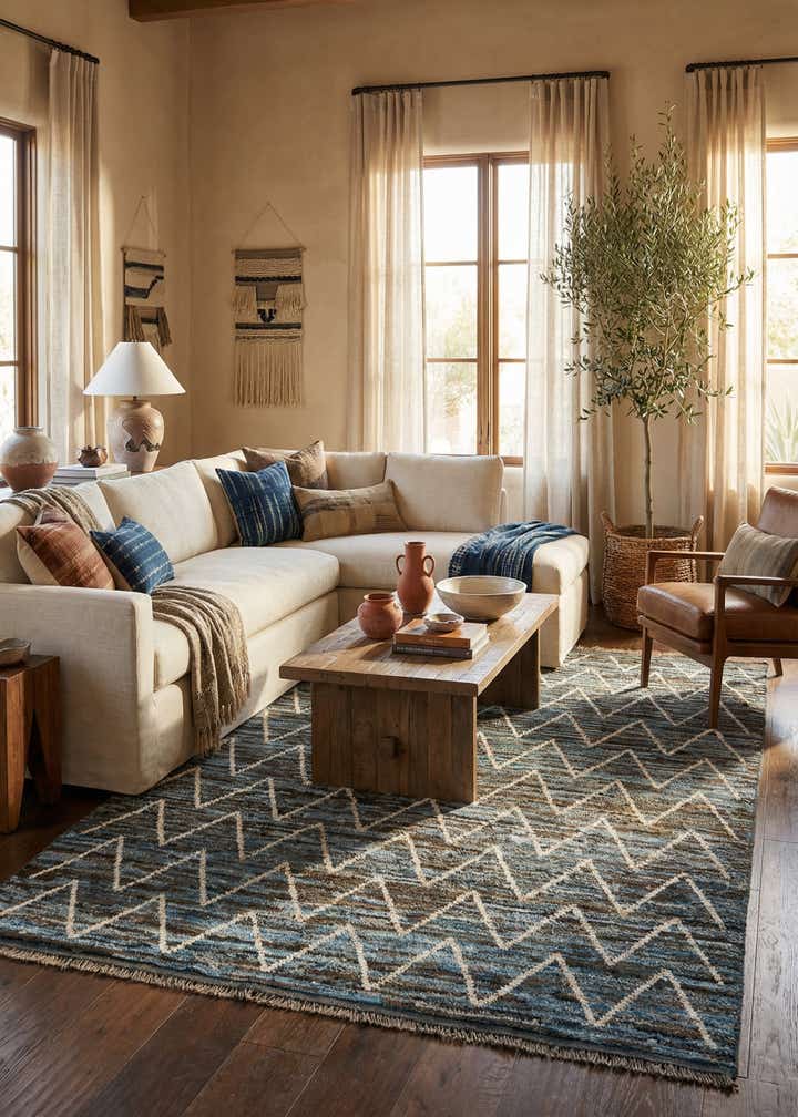 6' 9 x 10' 1 Hand Knotted Moroccan Wool Rug