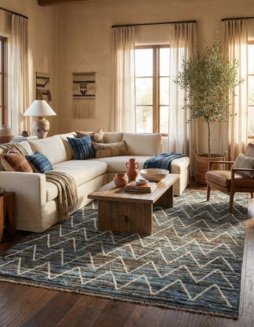 6' 9 x 10' 1 Hand Knotted Moroccan Wool Rug