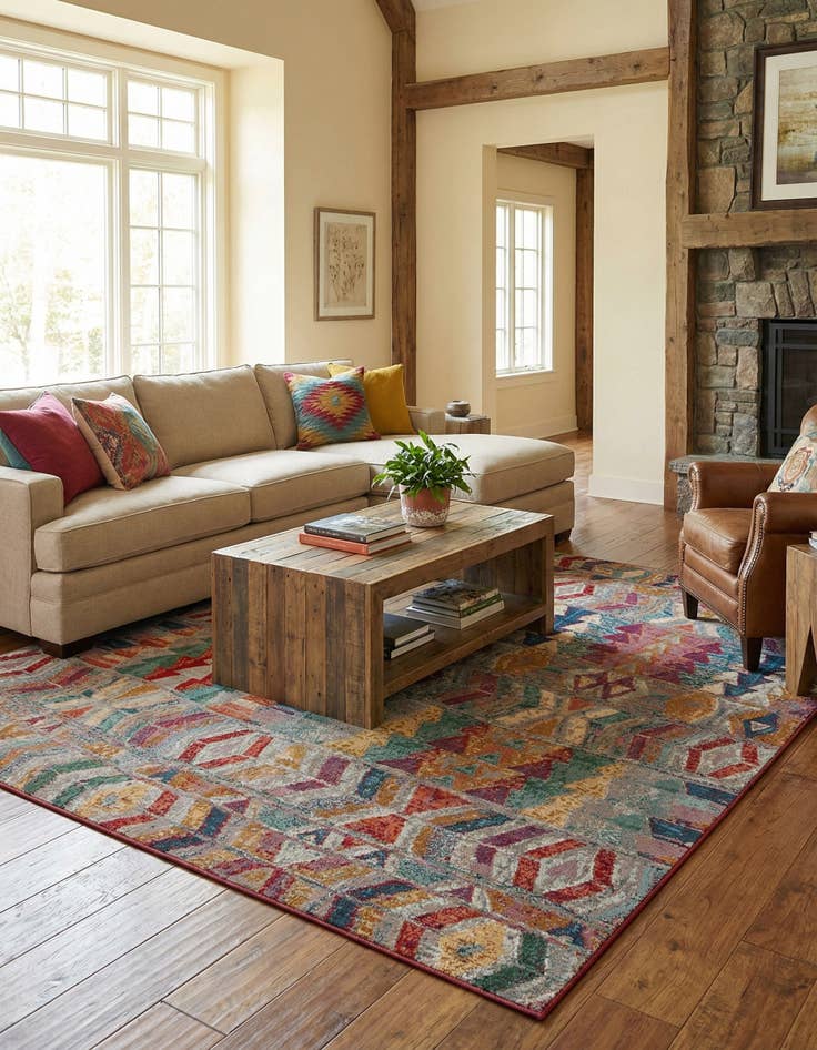 Detail image of 10' x 12' Easy-Clean Modern Indoor / Outdoor Rug