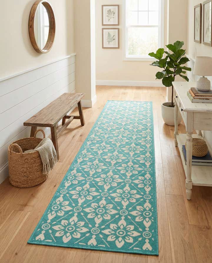 2' 7 x 10' Easy-Clean Trellis Indoor / Outdoor Runner Rug