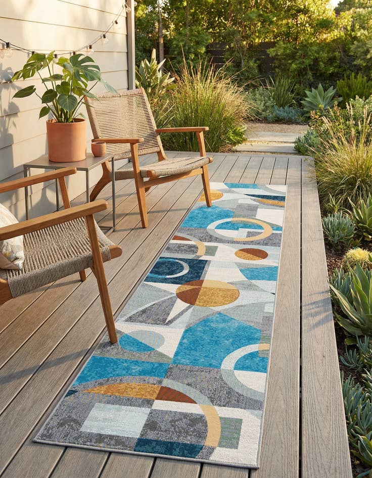 Detail image of 2' 7 x 12' Easy-Clean Modern Indoor / Outdoor Runner Rug