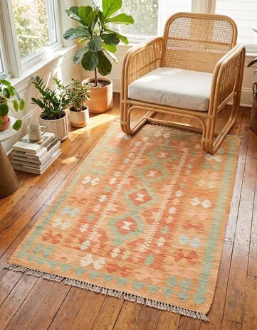 2' 7 x 4' 3 Hand Woven Kilim Waziri Wool Rug