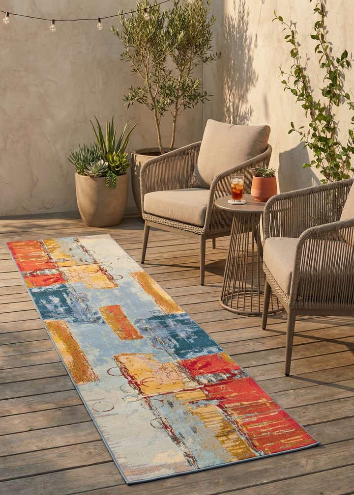 2' 7 x 11' Easy-Clean Modern Indoor / Outdoor Runner Rug