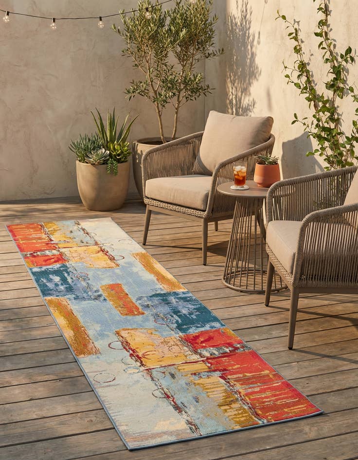 Detail image of  2' 7 x 11'  Washable Modern Indoor / Outdoor Runner Rug