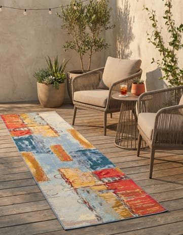 2' 7 x 11' Easy-Clean Modern Indoor / Outdoor Runner Rug
