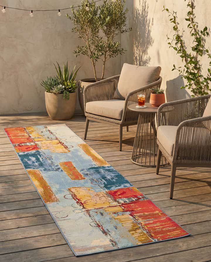 2' 7 x 11' Easy-Clean Modern Indoor / Outdoor Runner Rug