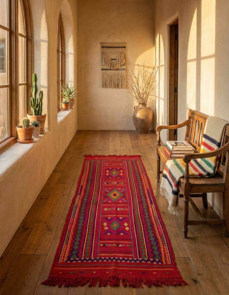 Detail image of 2' 8 x 8' 4  Hand Knotted Kilim Fars Persian Wool Runner Rug