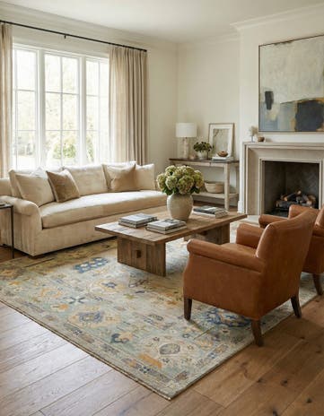 8' x 10' 4 Hand Knotted Oushak Rug