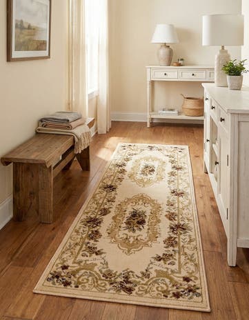 Cream Classic Aubusson Runner Rug