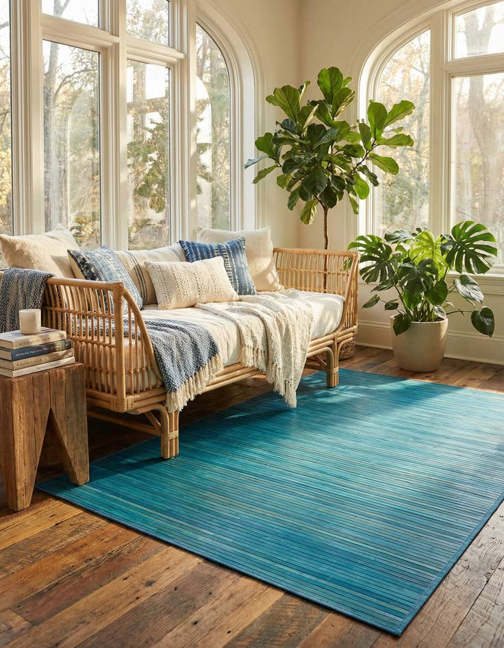 Detail image of  7' 10 x 7' 10 Bamboo Square Rug