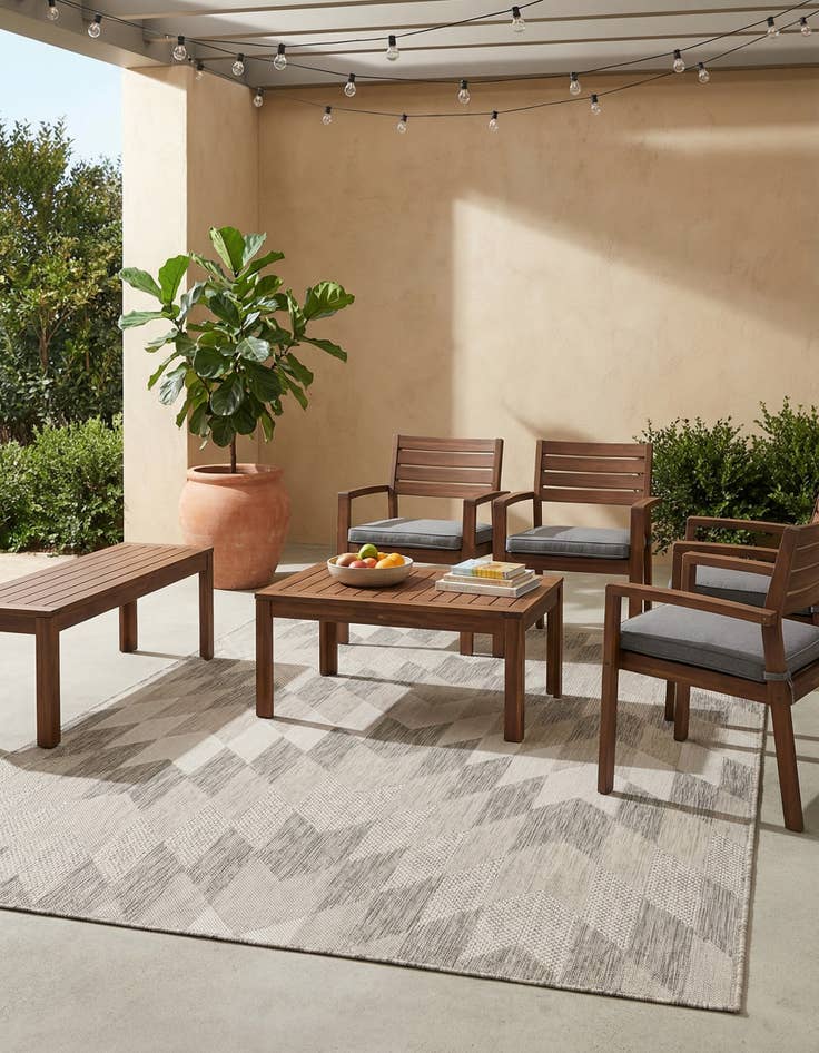 Detail image of 5' 3 x 7'  Washable Modern Indoor / Outdoor Rug