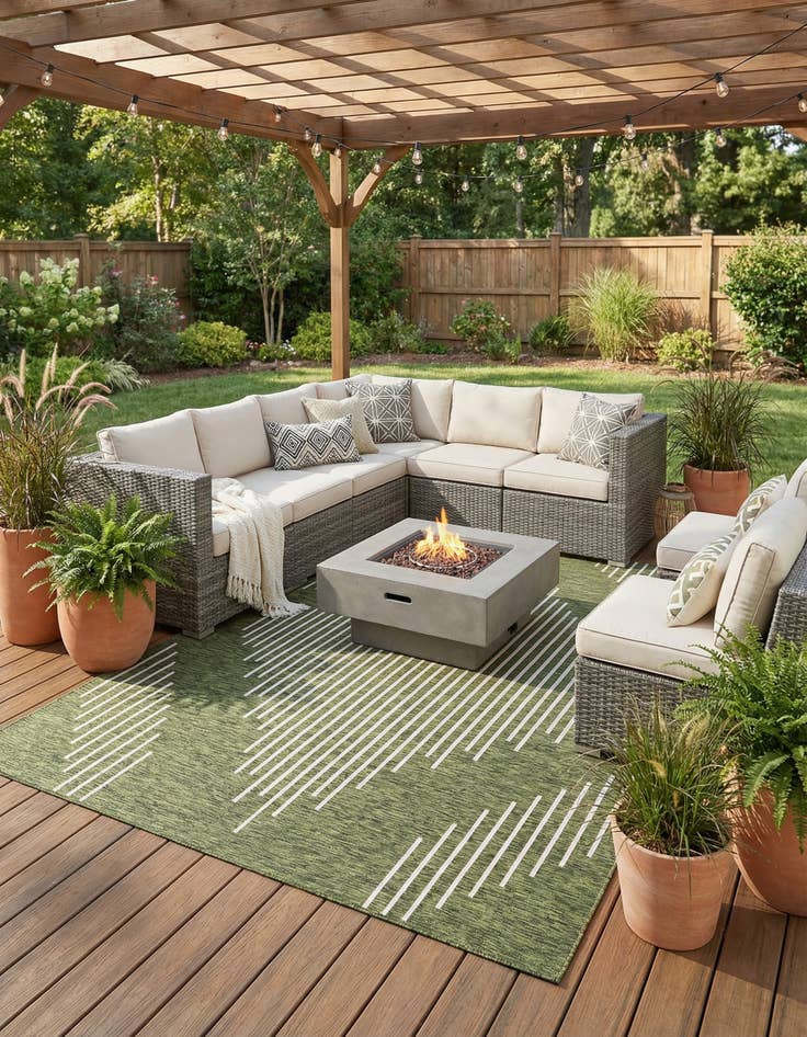 Detail image of 10' 8 x 10' 8  Washable Modern Indoor / Outdoor Square Rug