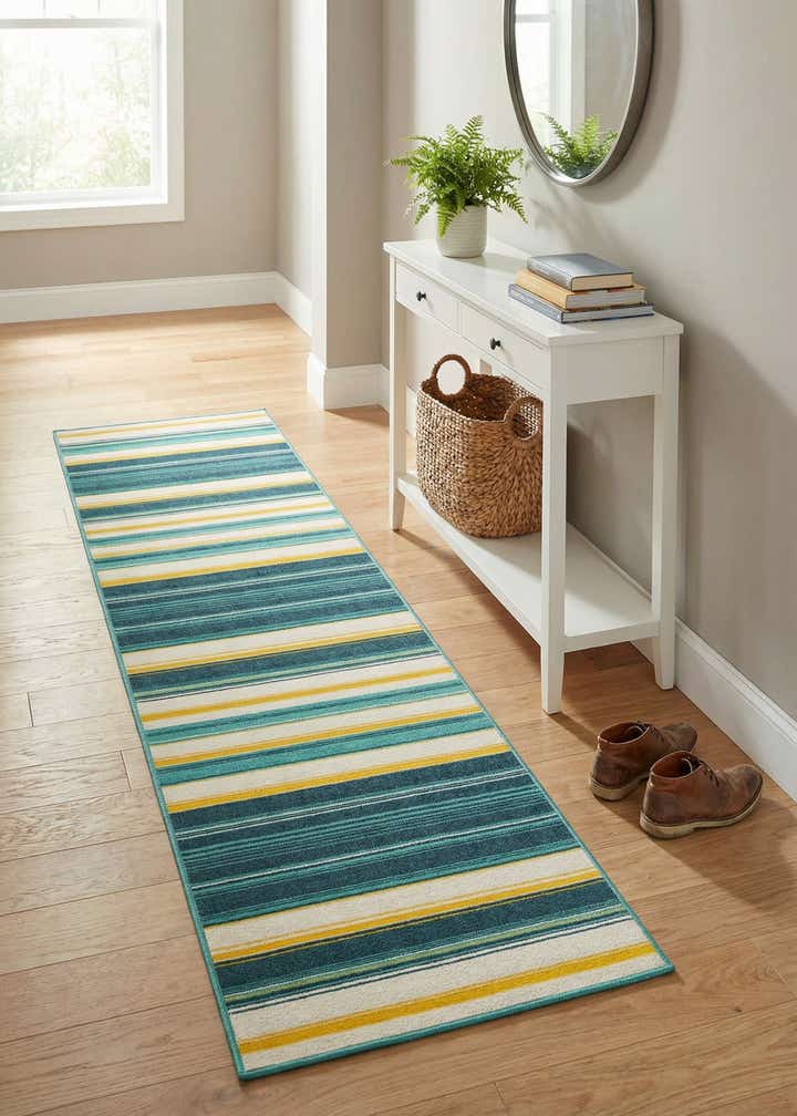 2' 7 x 12' Easy-Clean Border Indoor / Outdoor Runner Rug