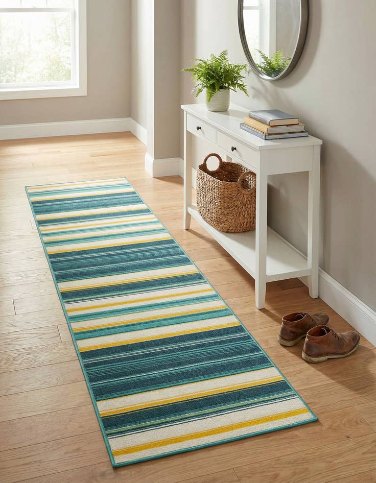 Detail image of 2' 7 x 12' Easy-Clean Border Indoor / Outdoor Runner Rug