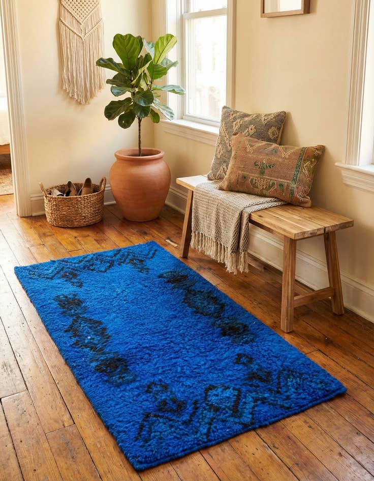 Detail image of 1' 10 x 3' 8  Hand Knotted Moroccan Oriental Wool Runner Rug