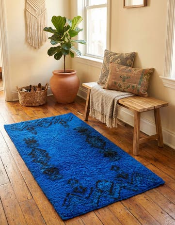 1' 10 x 3' 8 Hand Knotted Moroccan Oriental Wool Runner Rug