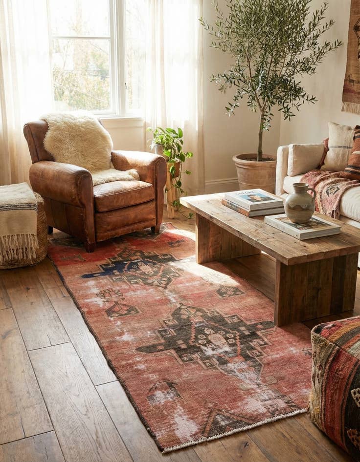 Detail image of 3' 6 x 8' 5  Hand Knotted Ultra Vintage Persian Wool Runner Rug