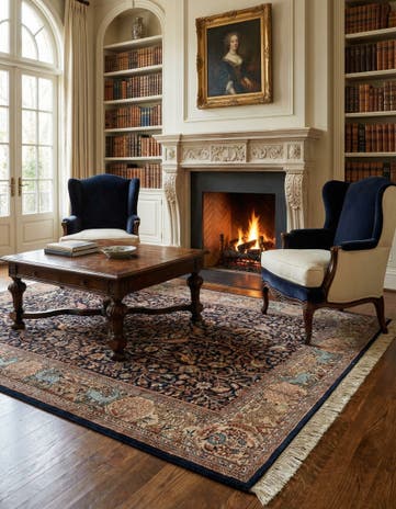6' x 9' 2 Hand Knotted Isfahan Oriental Wool Rug
