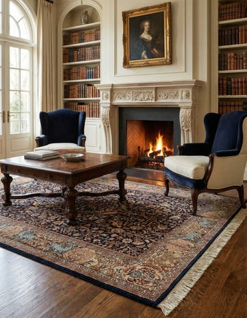 6' x 9' 2 Hand Knotted Isfahan Oriental Wool Rug