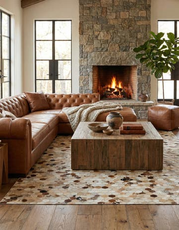 5' x 8' 1 Cowhide Leather Rug