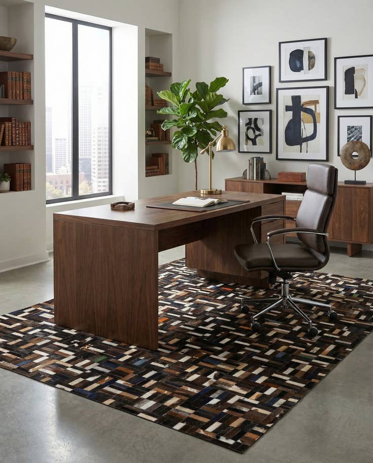 Detail image of 5' 1 x 8' 1 Cowhide - Patchwork Rug