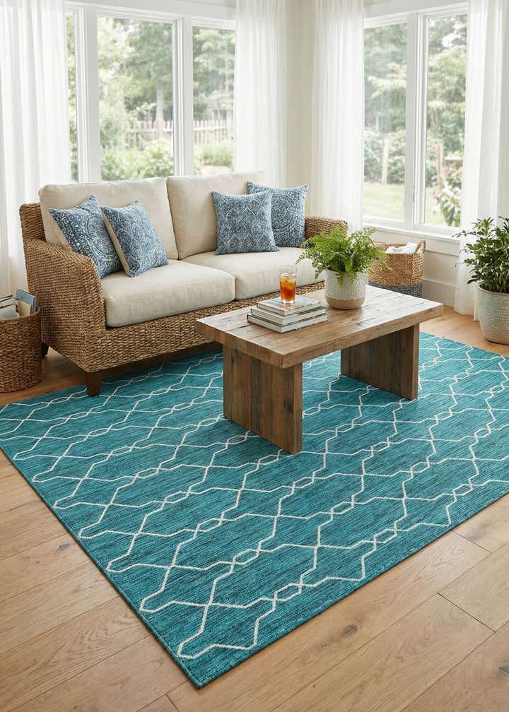 7' 10 x 11' Easy-Clean Trellis Indoor / Outdoor Rug