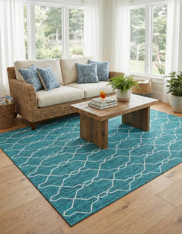 Detail image of 7' 10 x 11'  Washable Trellis Indoor / Outdoor Rug