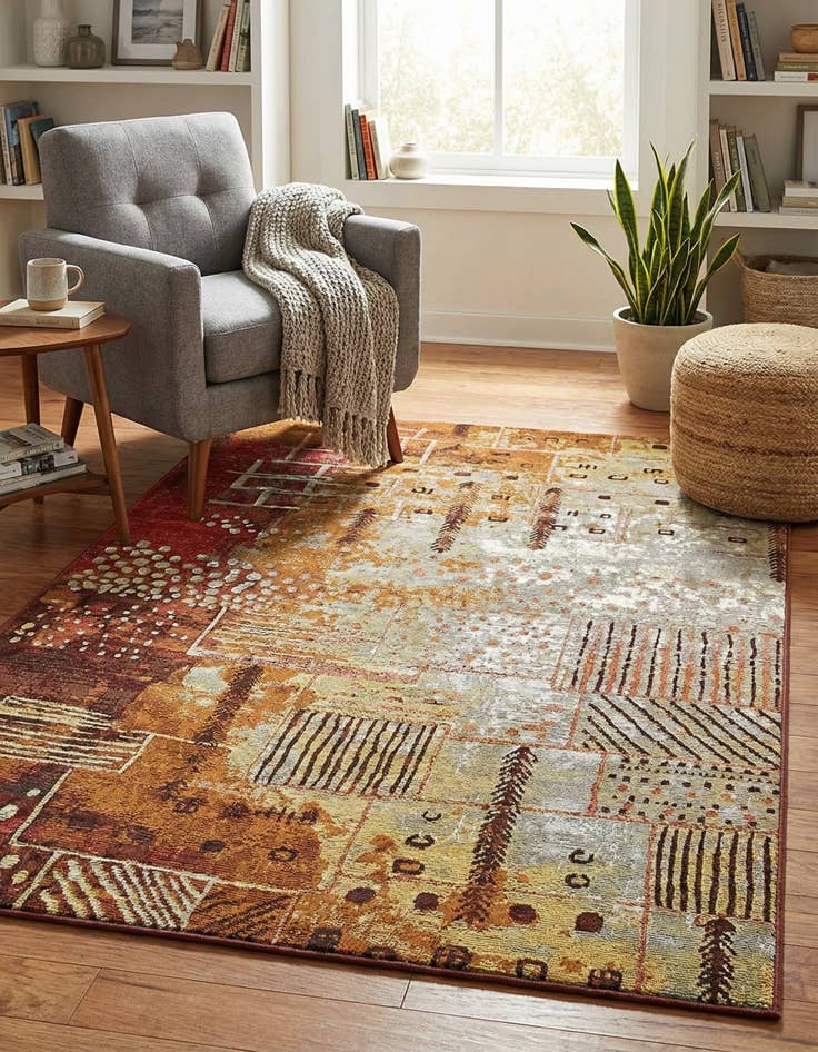 Detail image of 4' x 6'  Washable Modern Indoor / Outdoor Rug