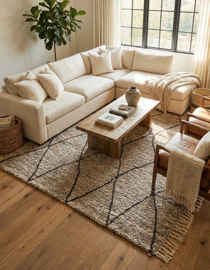 Detail image of 6' 10 x 10'  Hand Knotted Moroccan Wool Rug