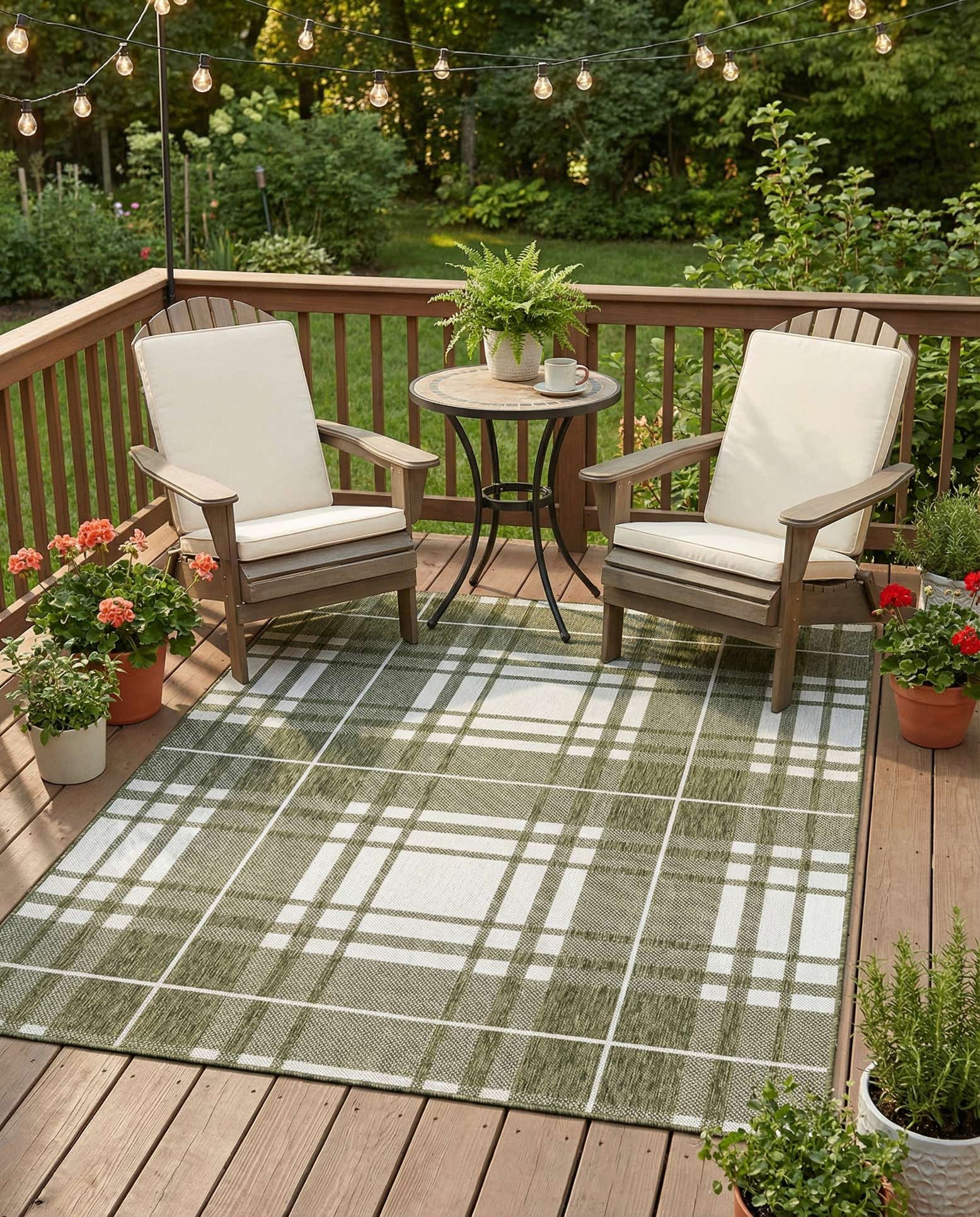 5' 3 x 7' Easy-Clean Checkered Indoor / Outdoor Rug