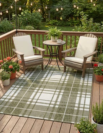 5' 3 x 7' Easy-Clean Checkered Indoor / Outdoor Rug