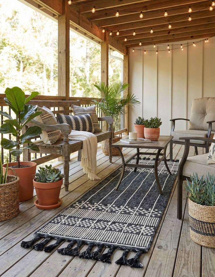 Detail image of 2' 2 x 8' 2 Easy-Clean Eco Bohemian Indoor / Outdoor Runner Rug