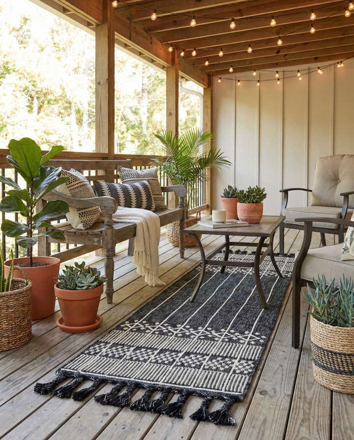 2' 2 x 8' 2 Easy-Clean Eco Bohemian Indoor / Outdoor Runner Rug