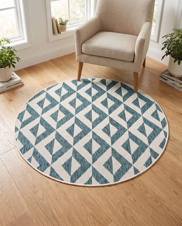 4' x 4' Easy-Clean Jill Zarin Napa Indoor / Outdoor Round Rug