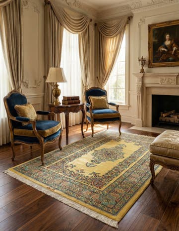 3' 4 x 4' 11 Ghom Silk Rug