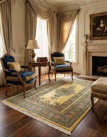 3' 4 x 4' 11 Ghom Silk Rug