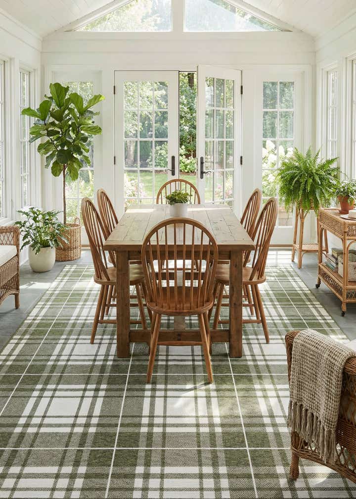 10' x 10' Easy-Clean Checkered Indoor / Outdoor Square Rug
