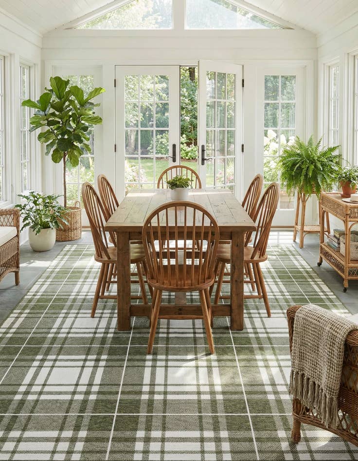 Detail image of  10' x 10'  Washable Checkered Indoor / Outdoor Square Rug