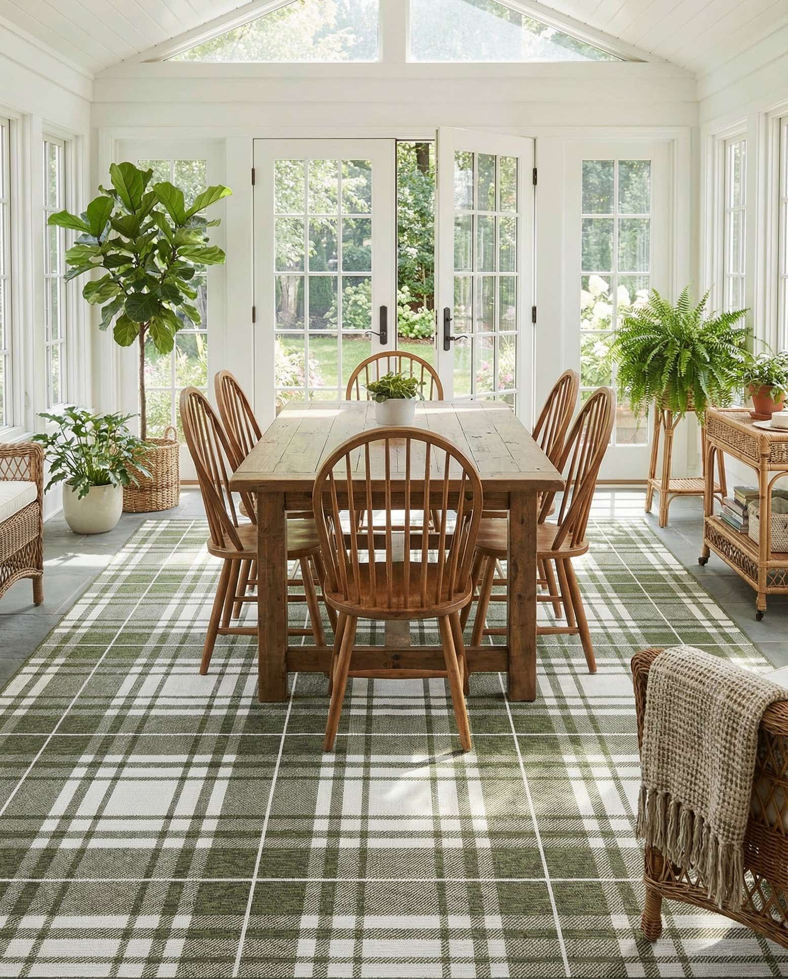 10' x 10' Easy-Clean Checkered Indoor / Outdoor Square Rug