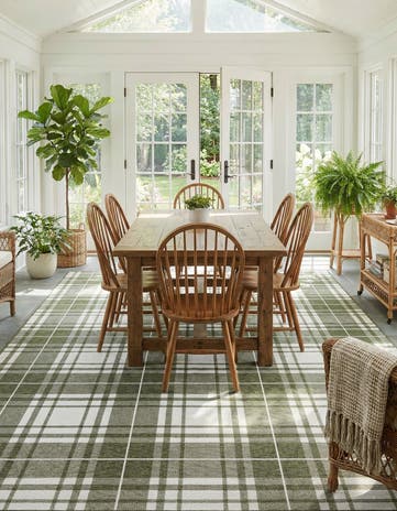10' x 10' Easy-Clean Checkered Indoor / Outdoor Square Rug