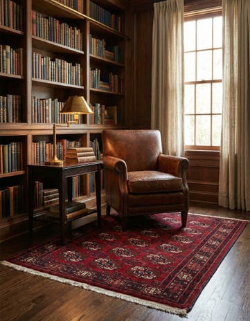 3' 1 x 3' 9 Hand Knotted Bokhara Oriental Wool Rug