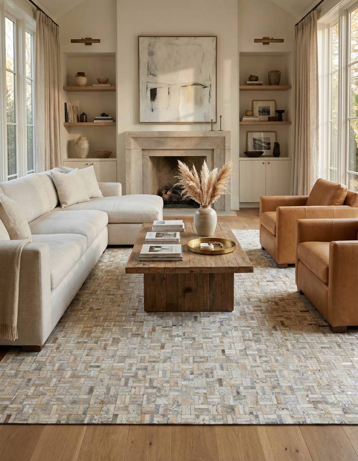 Detail image of 8' x 10' Cowhide Leather Rug