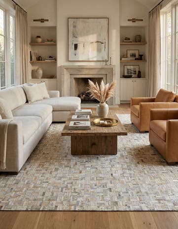 8' x 10' Cowhide Leather Rug