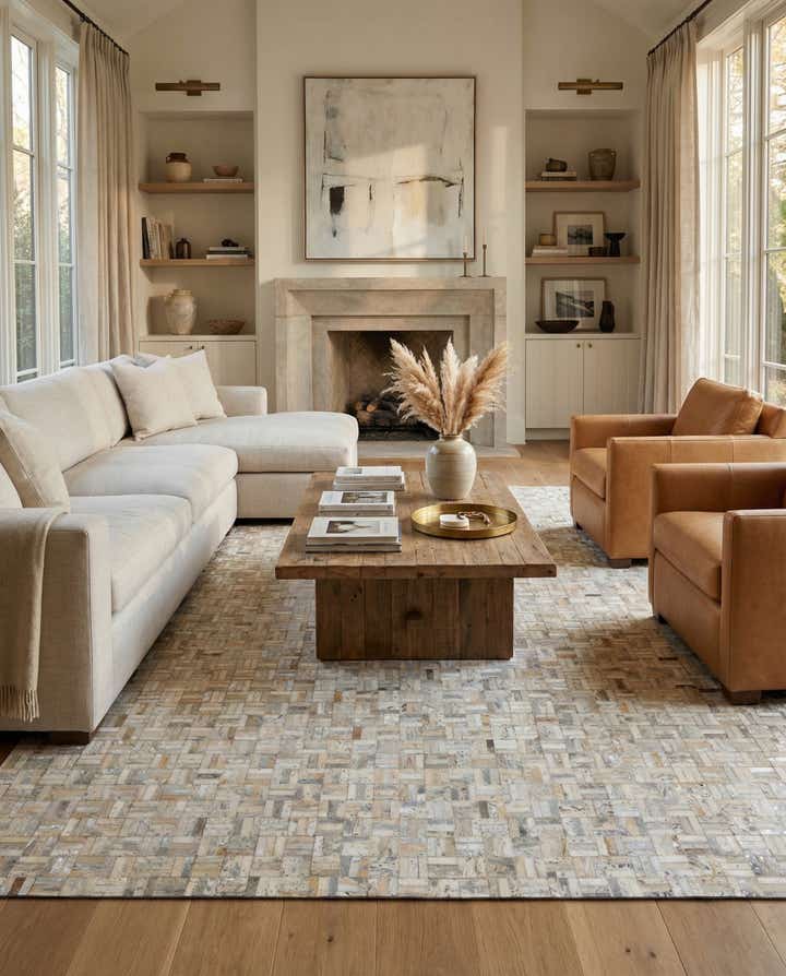 8' x 10' Cowhide Leather Rug