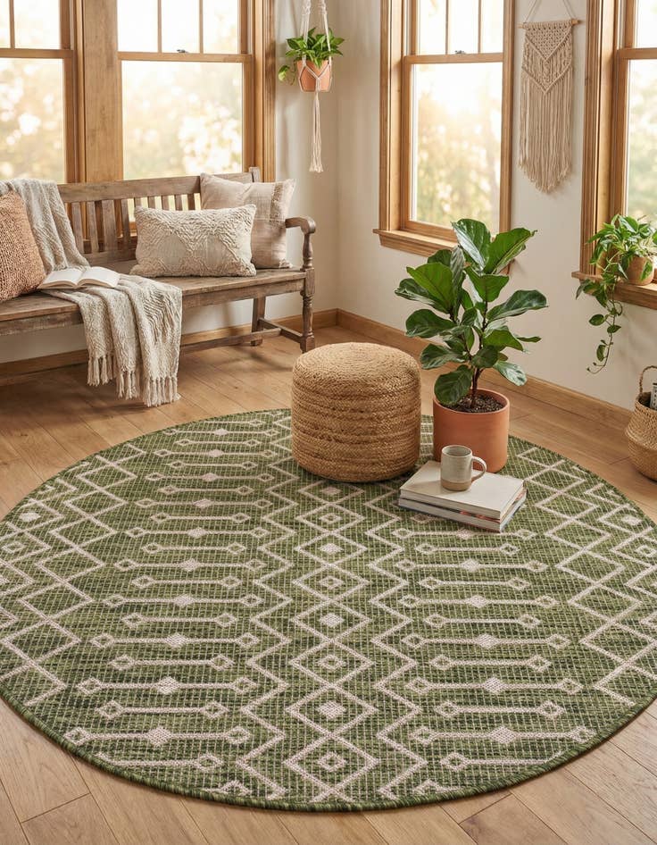 Detail image of 4' x 4'  Washable Trellis Indoor / Outdoor Round Rug