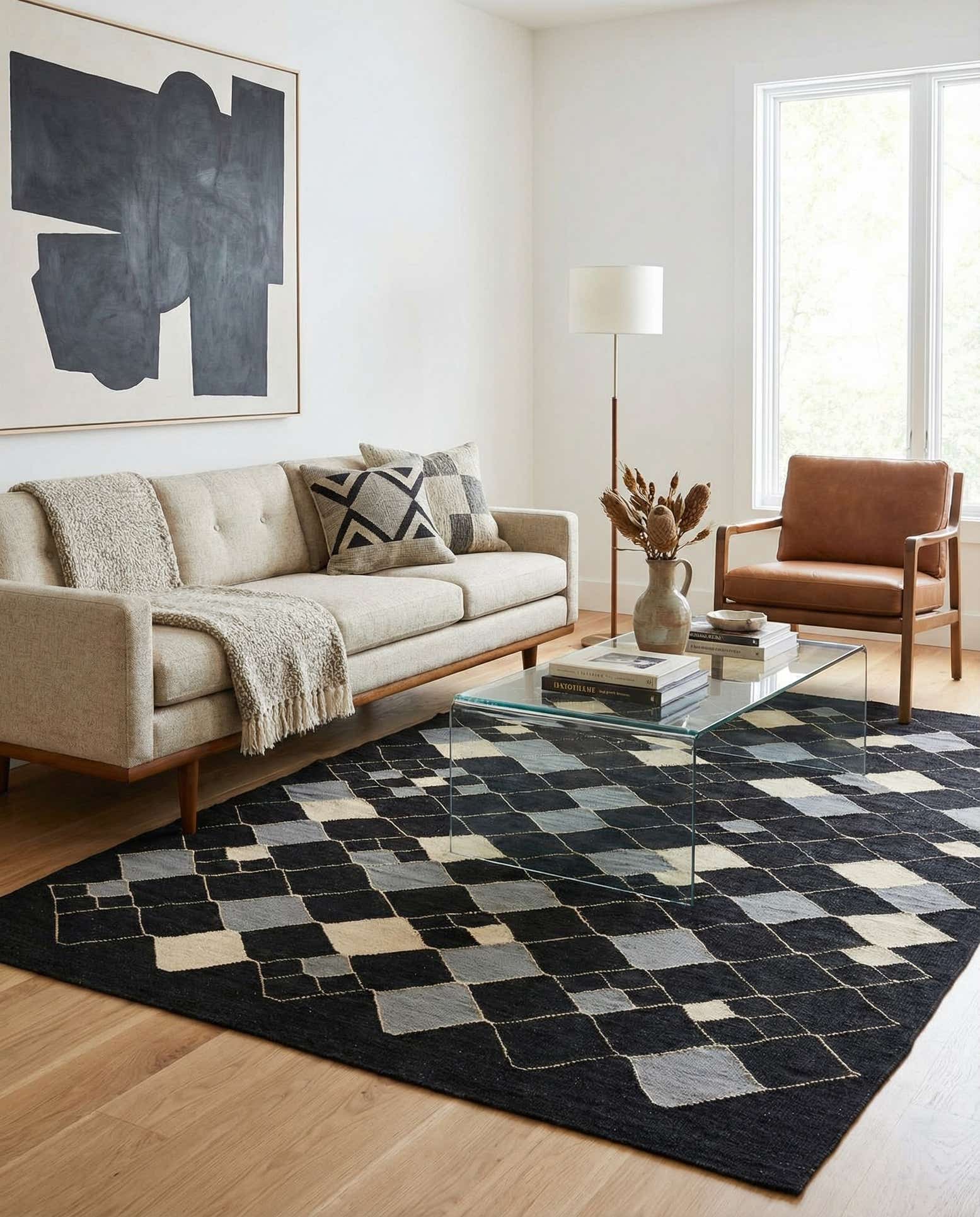 4' 10 x 6' 7 Hand Woven Kilim Modern Wool Rug