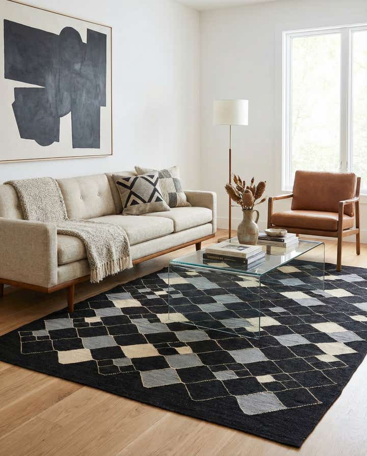 4' 10 x 6' 7 Hand Woven Kilim Modern Wool Rug