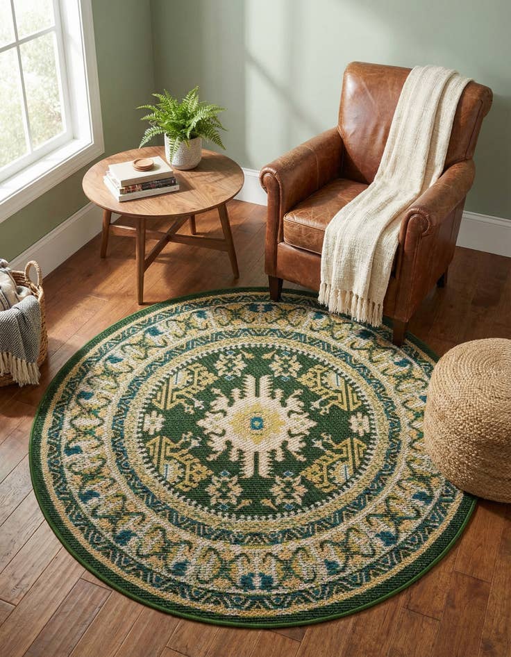 Detail image of 4' x 4'  Washable Baja Indoor / Outdoor Round Rug